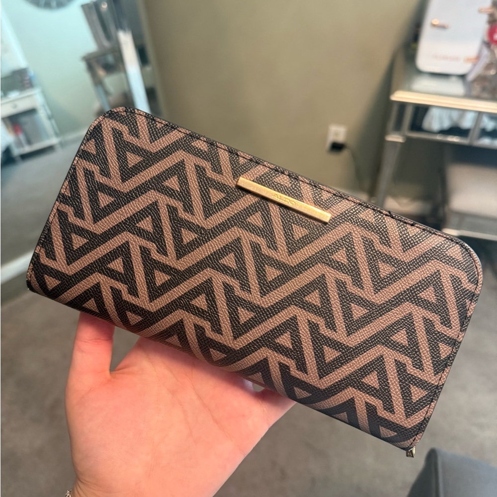 Aldo Black and Brown Geometric Wallet